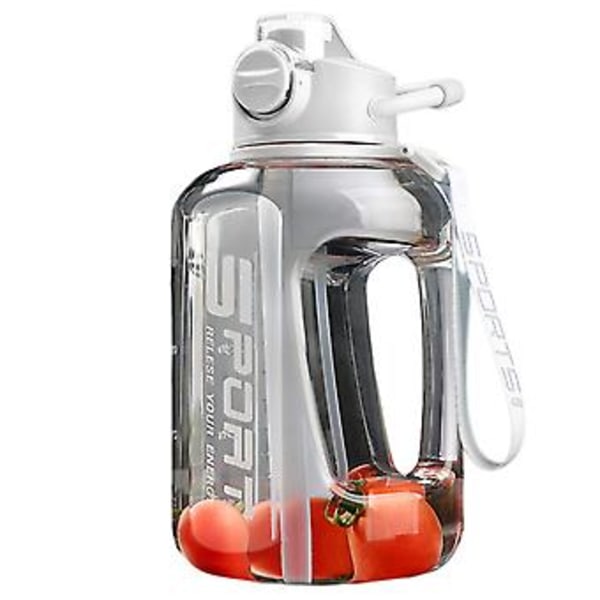 1700ml/2500ml Stor Vattenflaska med Skala Mode Stor Sportflaska för Träningspass(2500Ml Vit)