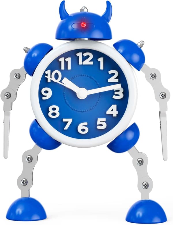 Robotvekkerklokke for barn, analog vekkerklokke