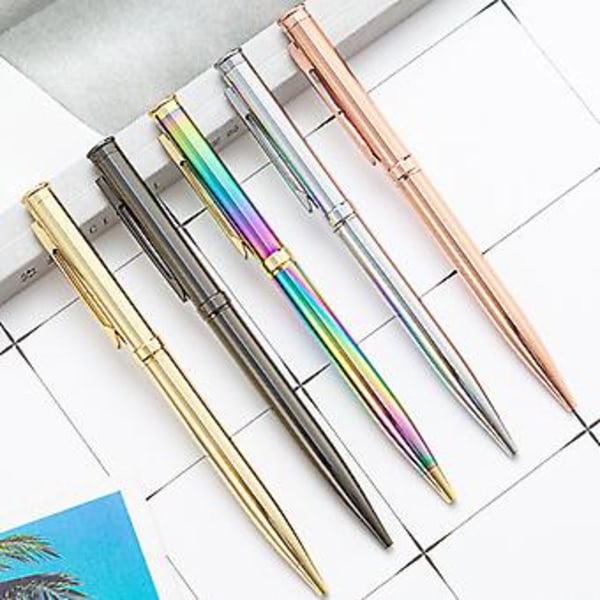 Ylellinen metallinen kuulakärkikynä 2-in-1 Stylus-kynä Kierrettävä kannettava täytettävä (hopeapinnoitus)