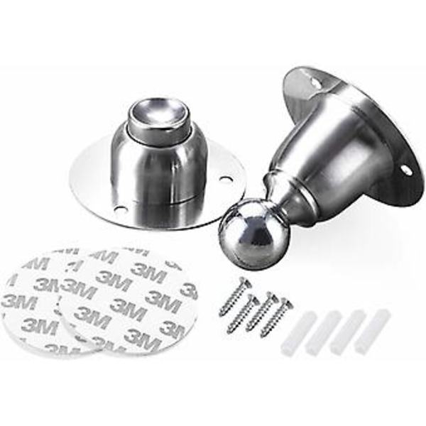 3 kpl Magneettiset Ovienpysäkit, Ruostumattomasta Teräksestä Valmistettu Ovienpysäkit 3M:n Kaksipuolisella Teipillä tai Ruuveilla - Ei Porattavaa / Porattava Kaksipuolinen