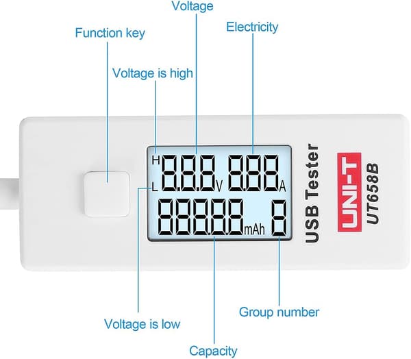 UT658B USB-testare (kompatibel), DC 5.1A 30V Amp USB-testare, Test S