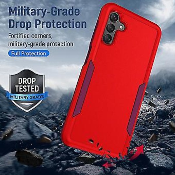 Samsung Galaxy A13 5g:lle Pioneer Armor - Kestävä Puhelin Kotelo (PC + TPU) (Punainen)