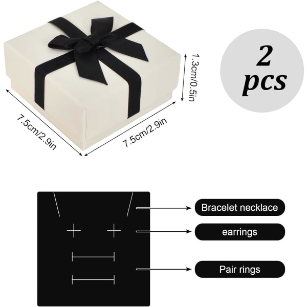 2 st presentförpackning, ringpresentförpackningar, pastellfärgad fyrkantig tom presentförpackning för bröllop, födelsedagar, examina, N