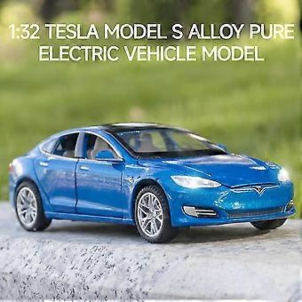 Tesla Model S -automallin lelu valoilla ja avattavalla ovella, musikaalinen simulaatioajoneuvo (Punainen)