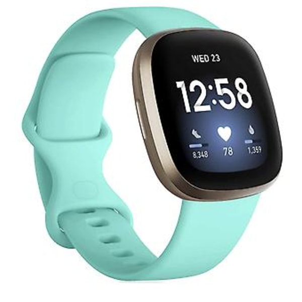 Til Fitbit Versa 3 / Sense Silikon Urrem Størrelse: L (Mintgrøn)