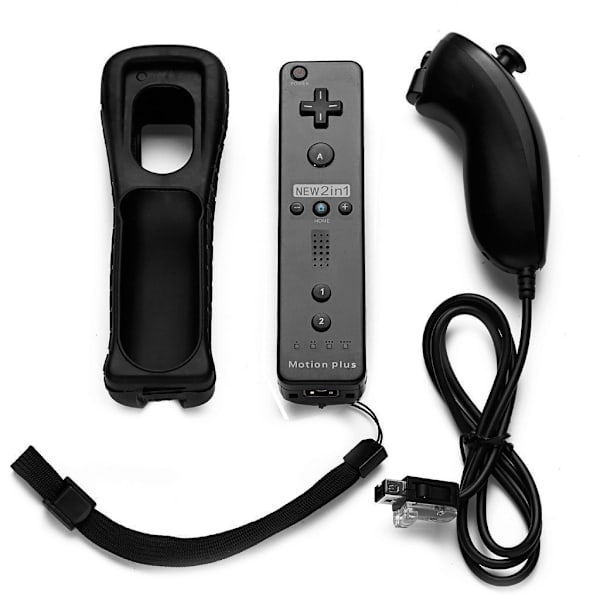 1 sæt hvide 2 i 1 controllere til Wii, Nunchuck-controller, Re