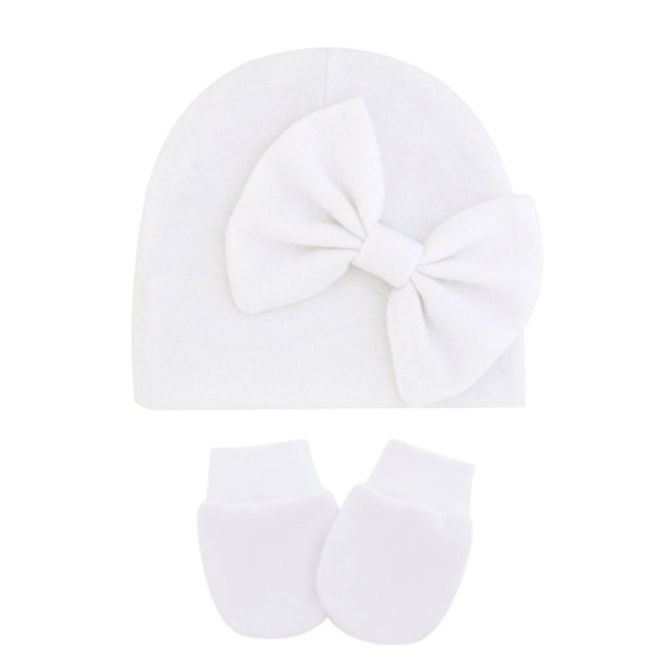 Nyfödda Bebishattar Vantar Set Sjukhushatt Beanie Spädbarn Båge Hattar