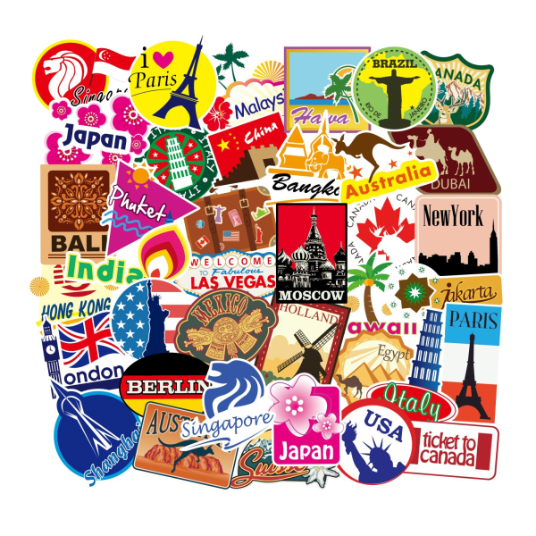 Retro Vintage Stickers, Resesklistermärken Kartor Klistermärke Set [1