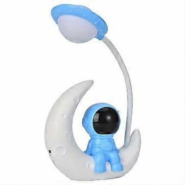 Kreativ læring oppladbar øyebeskyttelse skrivebordslampe astronaut nattlys for barn og studenter (blå)
