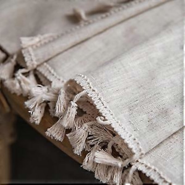 Naturligt Linnelook Texturerad Burlap Gardinstångsficka Chic Halv-Mörkläggande Bohemisk Handgjorda Kvastar Fönsterbehandling 1 Panel 59\" B x 72\" L