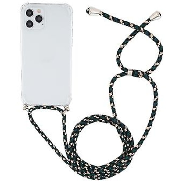 TPU-etui med snor til iPhone 15 Plus (Grøn Sort)