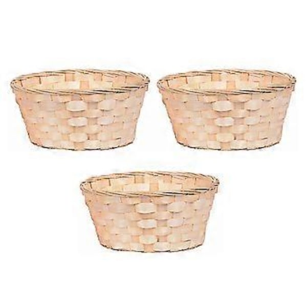 3 st Slitstarka Bambukorgar Användbara Förvaringskorgar Lätta Korgar för Hemmet (10X26CM)