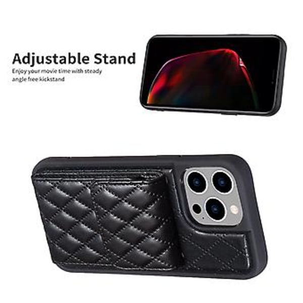 Lodret Wallet PU-etui til iPhone 15 Pro Max (Sort)