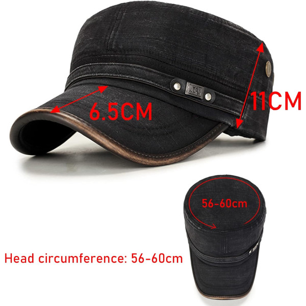 Flat Top Cap, Bomull Baseball Cap, Klassisk Vanlig Vintage Army Mil