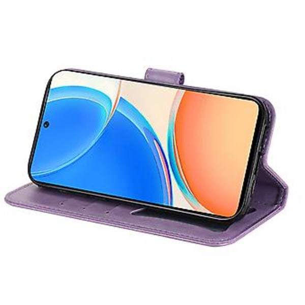 Blomster PU-etui for Honor X8 5G / X6 (Lys lilla)