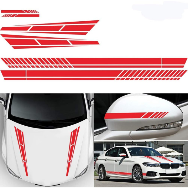 Red 6-piece set of 1 set of car vinyl stickers - side stripes - p