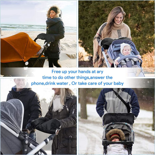 2 strollers handskar, mjuka varma skyddshandskar, universella varma handskar för barnvagn, män kvinnor