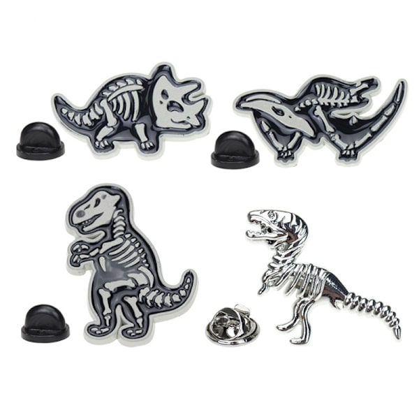 4 söpöä emalipinniä, sarjakuva-dinosauruksen rintaneulasetti A