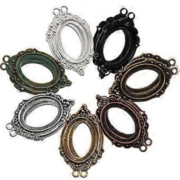 21 stk. Blank Bezel Vedhængs Bakker Legering Oval Vedhængs Base Emner Cabochon Indstillinger