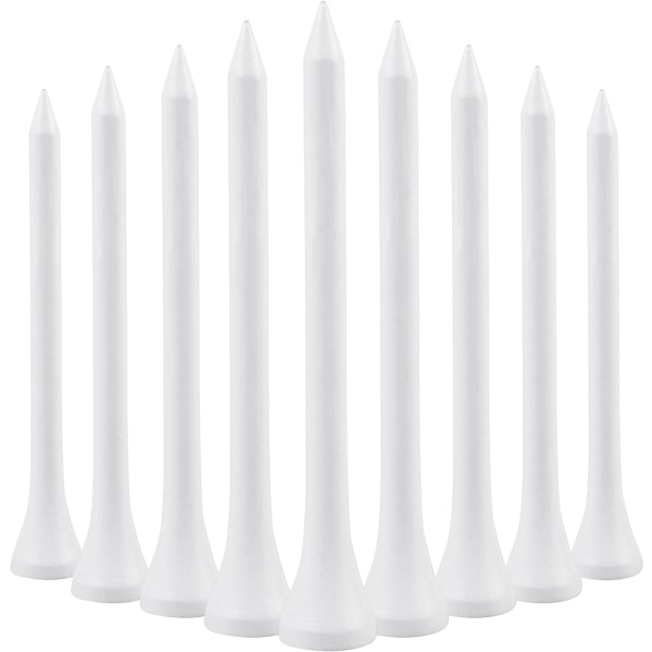 Förpackning med 100 biologiskt nedbrytbara XL vita trägolftee 70 mm