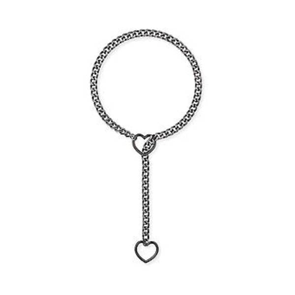 Ring Slip Kæde Rustfrit Stål Slipkæde Halsbånd Til Kvinder Mænd (Gun black)