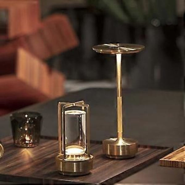 Moderne Trådløs LED Bordlampe Touch Dæmpbar USB Genopladelig Bar Natlampe (Guld)