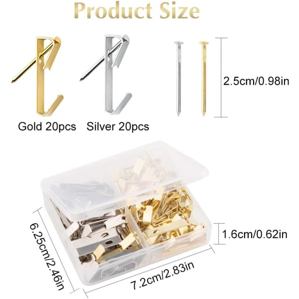 Gold and Silver, 30 Lbs, 40 Pieces, Picture Hook, Picture Frame H