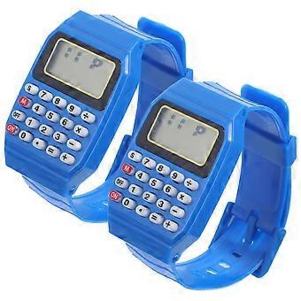 2 st Klocktyp Räknare Portabla Räknarklockor Armbands Geometrisk Operation Klocka Födelsedagspresent för Barn Blå