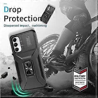 Etui til Samsung Galaxy A05S Ringholder Bilmagnet Stødsikker Linsebeskyttelse - Sort Black