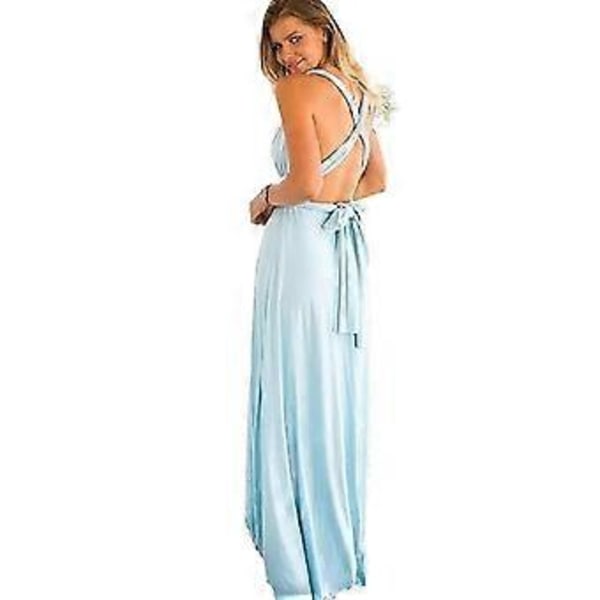 Kvinders Aften Multi Way Wrap Brudepige Formelle Lange Maxi Konvertible Kjole (XL Hellblå)