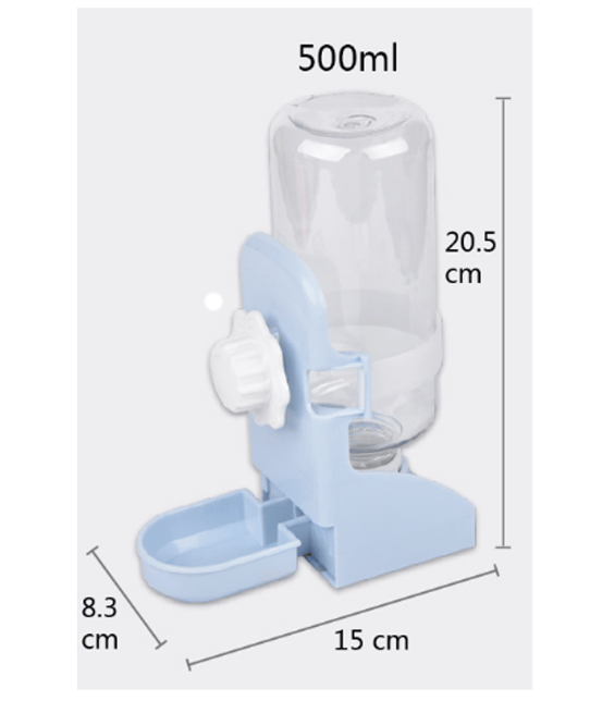 (Blå) Drikkedispenser for små dyr, 500 ml stor kapasitet automatisk
