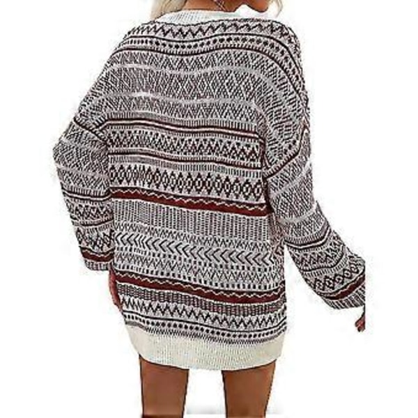 Jul Dam Långärmad Rundhalsad Tröja Pullover Topp Vinter Ledig Lös Rundhalsad Ullklänning (XL Brun)
