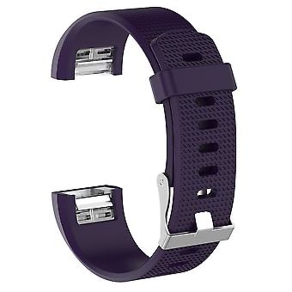 Til Fitbit Charge 2 Almindelig Tekstur Silikon Urrem med Spænde, Størrelse: S(Hvid) S(Mørk Lilla)