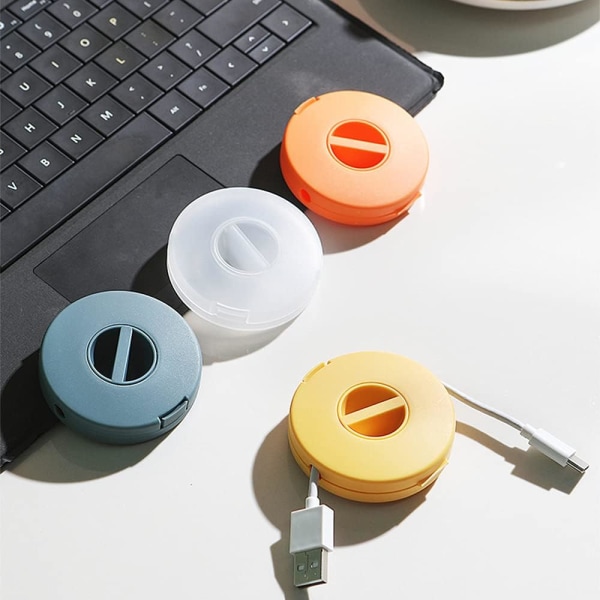 (4 runda delar) Set med 4 kabelorganisatörer, tomma, expanderbara, kompakta och mångsidiga, för USB-kablar