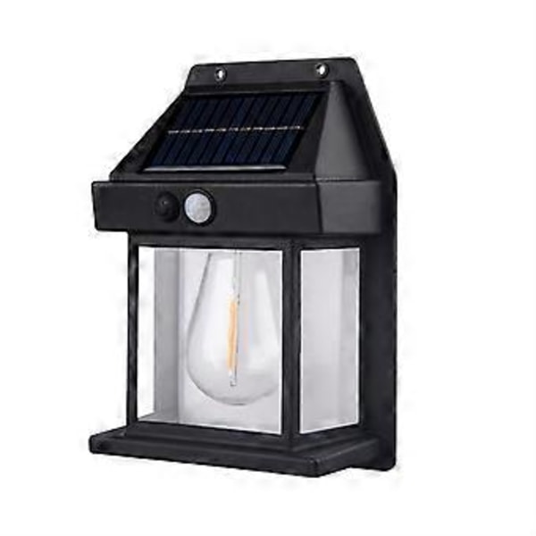 Solar Vägglykta Utomhus Trådlös Skymning Till Gryning Rörelsesensor LED Vägglampa, IP65 Vattentät Ny (Svart)