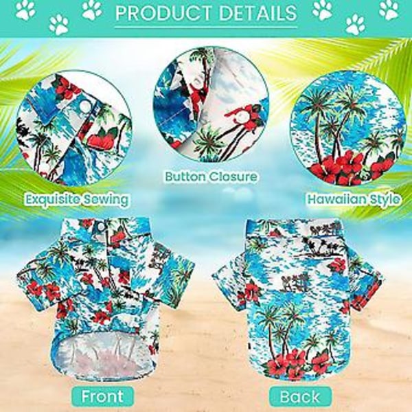 4 Styk Pet Sommer T-shirts Hawaii Style Blomster Hund T-shirt Hawaiian Pr ( )