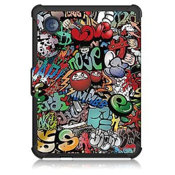 Målat Caster Läderfodral för KOBO Clara Colour 2E 2022 (Graffiti)