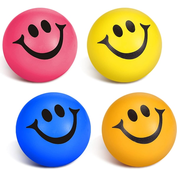 4 sjove smilende ansigts-stressbolde mini-stressbolde smilende ansigt