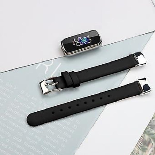 Läderarmband för Fitbit Luxe S (Svart)