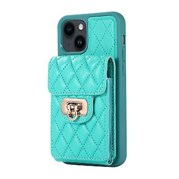 Läderfodral med kortfack för iPhone 14 Plus (Mintgrön)