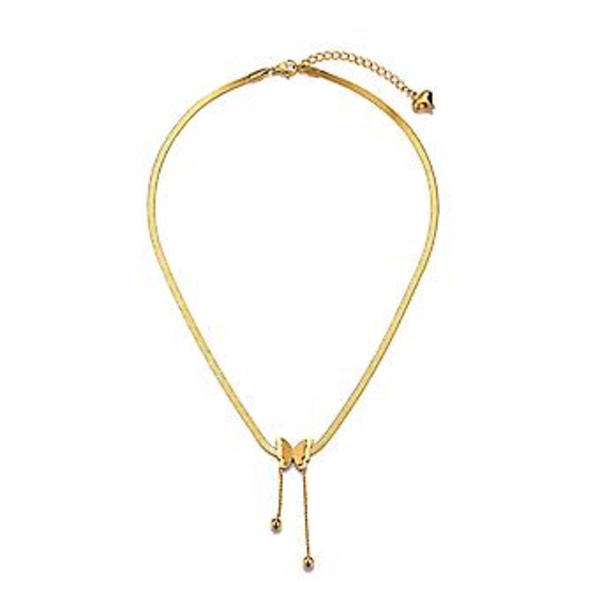 Vintage Butterfly Halskæde Kvinder Guld Rustfrit Stål Blad Slangekæder Æstetiske Charms Choker Kvinder Smykker Gave Til Mujer-xl381 ( X2169)