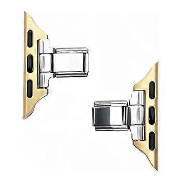 Rustfri stålconnector for Apple Watch, kompatibel med italiensk charm-armbånd (Gull 38-41)