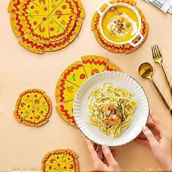 2 st Bordstabletter Runda Bordstabletter Set om 2 Pizzaformade Tryckta Bordstabletter