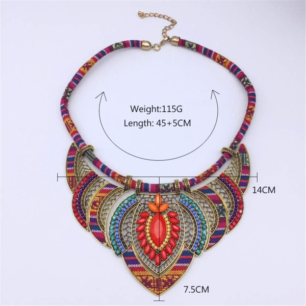 Colorful Festival Ethnic Choker Necklace Boho Beaded Bib Necklace