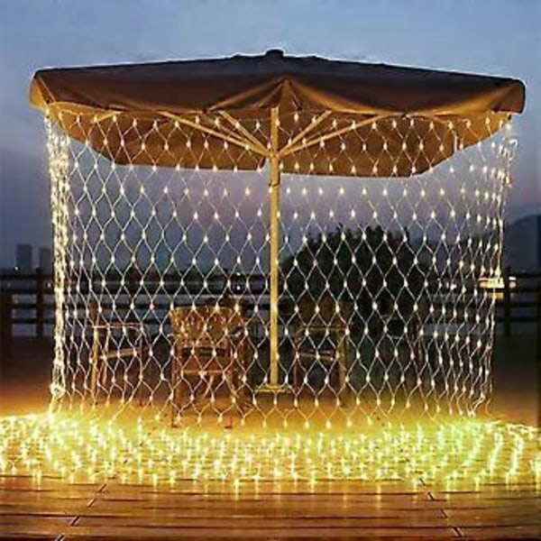 6X4M 880LEDs Ljusnät 8 Lägen Vattentät Ljusslinga för Inomhus Utomhus Jul Bröllop Fest Trädgård Dekoration, Varmvit