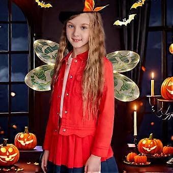 Cicadevinge Guldsmedevinge Lysende Elvervinge LED Engelvinge Prinsessevinge Halloween Kostumevinge til Kvinder Piger Blå (Blå)