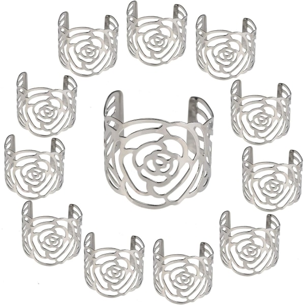 12 stk. Servietring, Servietring Metal Openwork Servietholder Flow