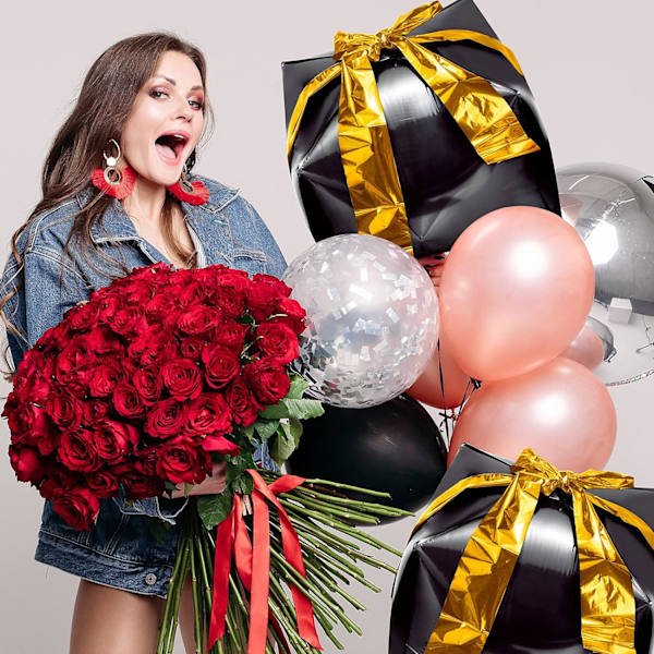 8 stk firkantede folie ballonger gaveeske kube aluminiumsfolie B