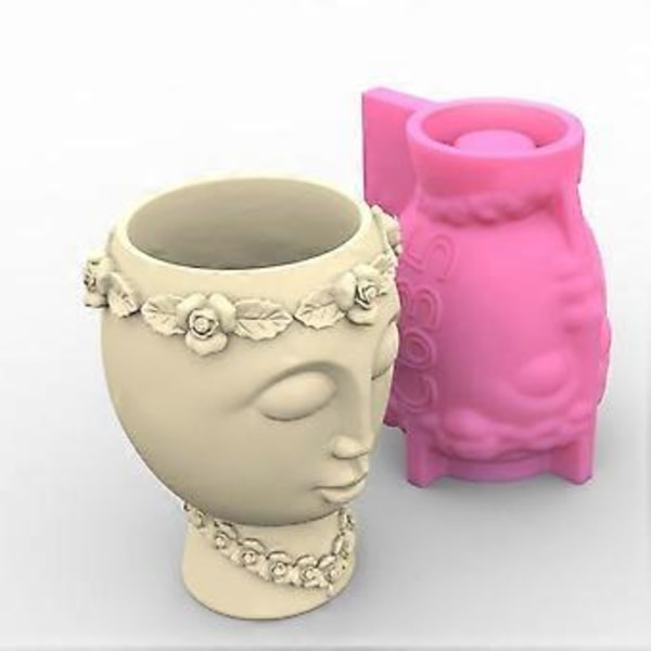 Blomstervase Silikoneform DIY Håndværktøjs Ansigtformet Sukkulent Vaseforme Beton Silikoneform til DIY Blomsterpotte