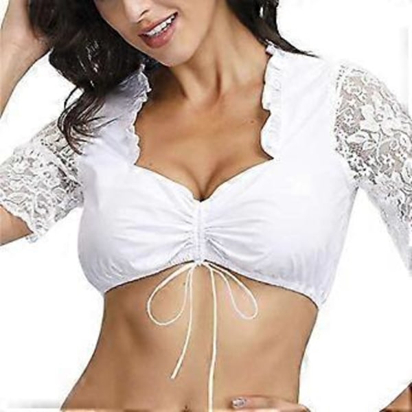 100% Ny Uppgraderad Blusspets för Oktoberfest Dirndl Dam Svart Elegant Dirndl Underklädesset Plus Size Öppen Byst (XXL Svart)